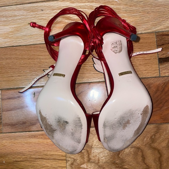 Gucci Red Leather Strappy Allie Knot Ankle Strap Slingback Sandals - Picture 6 of 7